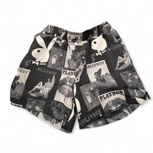 PLAYBOY  Graphic Black and White Swim Trunks